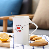 创意Zakka陶瓷杯子简约APP图标情侣马克杯水杯带盖勺咖啡杯牛奶杯