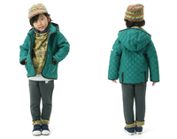 春季日本童装秋冬大牌正品儿童加绒外套  长袖格子加棉外套  开衫