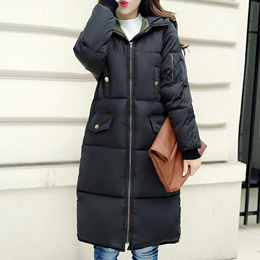 2016韩版女款棉衣外套大码女装新品冬季中长款加厚连帽羽绒棉服潮