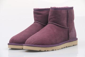 紫色 羊毛皮一体雪地靴 女款靴子 EVA橡胶发泡大底