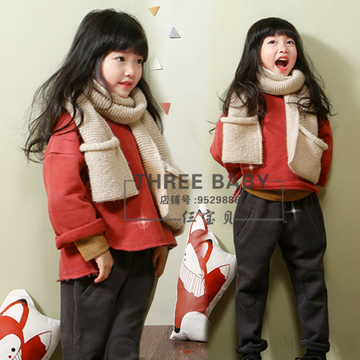 女童卫衣加绒加厚儿童秋冬装韩国中大童外套男女宝宝长袖套头上衣