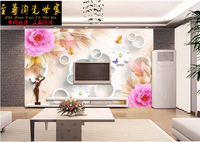 瓷砖背景墙3D现代中式客厅电视背景墙砖艺术陶瓷墙砖彩雕立体玫瑰