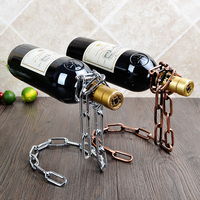 欧式复古悬浮红酒瓶架摆件创意个性链条葡萄酒架子酒柜摆设装饰品