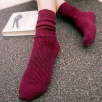 秋冬季纯色堆堆袜女韩国薄款纯棉袜子女中筒袜日系复古学院风女袜