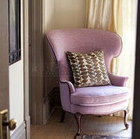 新款美式乡村实木单人沙发公主房高背沙发椅欧式时尚休闲老虎椅
