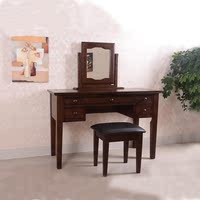 美式中式欧式可伸缩实木梳妆台卧室橡木化妆台收纳柜小户型化妆桌