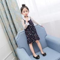 女童秋装雪纺连衣裙2017新款韩版中大儿童小碎花长袖裙子两件套装
