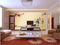 客厅中国风国画电视背景墙图片办公室客厅沙发墙纸壁纸壁画