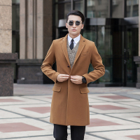 韩版新款冬季羊毛保暖大衣商务时尚休闲男装长款修身男士毛呢外套
