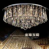 欧式圆形现代简约水晶灯吸顶灯客厅灯LED餐厅灯卧室灯调光新品
