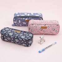 韩国文具Ardium可爱大容量小清新花卉皮面笔袋文具包化妆包收纳包