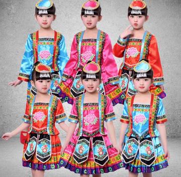 新款儿童少数民族舞蹈演出服苗族黎族壮族土家族表演服饰男女童装