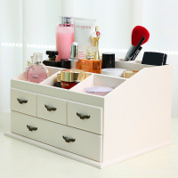 韩国首饰盒梳妆台桌面木质化妆品收纳盒卫生间抽屉大号护肤收纳柜