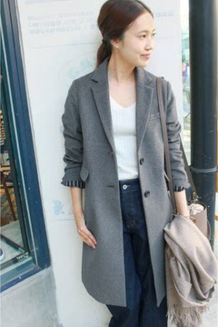 日本代购直送slobe iena直筒羊毛呢长款西装大衣外套