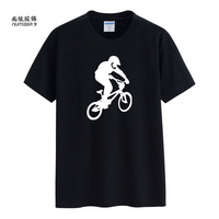 新款自行车图案印花短袖t恤男女 滑板山地脚踏车专卖店骑行队服装