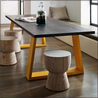 美式餐桌椅组合6人长方形复古餐桌铁艺简约长桌实木饭桌休闲书桌