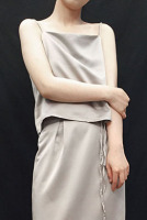 2016新款丝绸光泽丝滑手感吊带上衣半身包裙套装女装