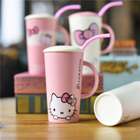 包邮陶瓷粉红卡通女生萌系大容量水杯办公室杯子马克杯咖啡杯茶杯