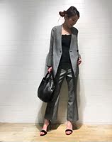 日本代购直送noble超高级质感金属光泽天丝微喇叭西装裤长裤