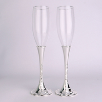 【艾米居】高档创意结婚礼物金属杯腿玻璃杯创意水杯酒杯杯子2只