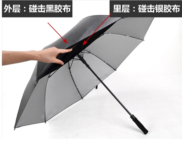 加大高尔夫黑胶伞长柄直杆双层伞 遮阳防晒紫外线双人伞