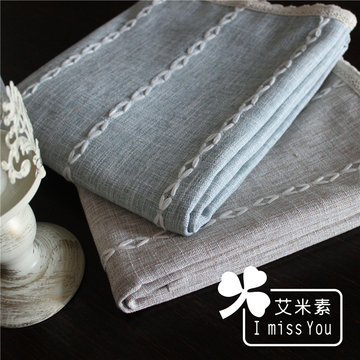 日式纯色加厚棉麻条纹现代简约餐桌布艺书桌台布环保良品桌布盖巾