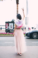 新款春夏日系韩版拼色双色网纱长裙沙滩裙仙女修身半身裙