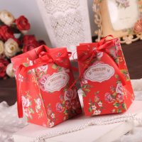 新款欧式喜糖盒创意手绘中国风水彩花卉喜糖盒结婚用品回礼糖盒