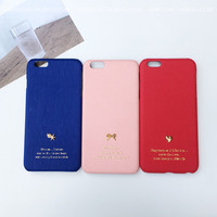 日本大红色爱心iphone7 plus手机壳苹果6s粉色蝴蝶结宝蓝色保护套