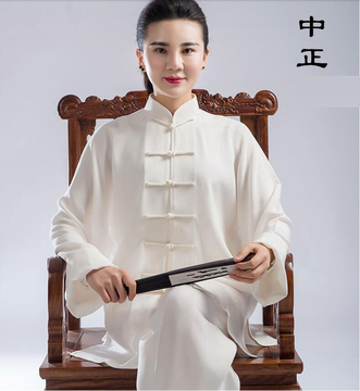 重磅40姆米真丝太极服中国风丝滑养生天然桑蚕丝缎面丝绸大师礼品