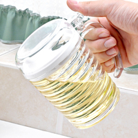 家用厨房条纹油壶超大容量多用途带盖透明塑料油壶高品质防漏油