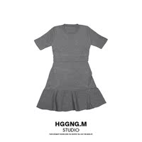 【HGGNG.M】2016春装韩版新款简约短裙修身显瘦短袖针织连衣裙女