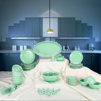 龙泉青瓷餐具套装陶瓷碗盘22个28只56头青瓷碗碟套装家用微波中式