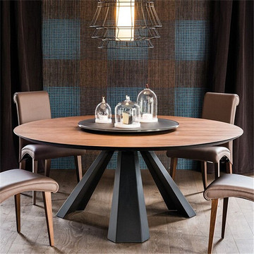 北欧复古实木圆桌1.5米餐桌简约现代家用饭桌小户型6人吃饭桌定制