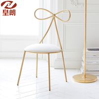 北欧现代简约铁艺设计师椅创意蝴蝶结椅金色餐椅梳妆椅电脑椅家具