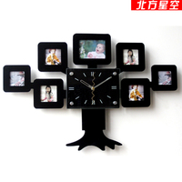 包邮 现代装饰个性相框树挂钟时尚创意挂表客厅卧室静音时钟表