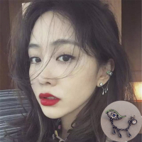 韩国直送 独特设计 锆石眼睛水滴灵动超美耳环 耳夹