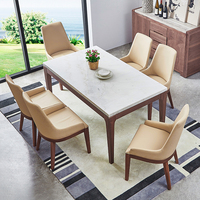 天然大理石餐桌椅组合现代简约长方形实木餐桌白色高档餐桌6人桌