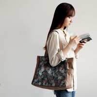 韩国Dailylike小清新印花女式搭扣单肩包手提两用行李包购物包袋
