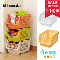 【天天特价】 日本inomata叠加收纳筐厨房整理架水果蔬菜置物架篮