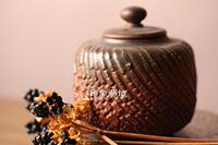 柴烧 茶叶罐 茶仓 台湾正品 名家罗石 纯手工 日式茶席 陶瓷 壶杯