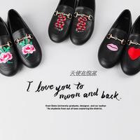 韩国进口童鞋正品代购2017春款JKIDS男女童玫瑰爱心刺绣英伦单鞋