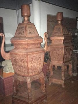 收藏老木器老家具古玩古董家具好家具传世黄花梨大香炉一对