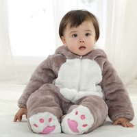 1-2岁半男宝宝珊瑚绒保暖连体衣9加厚加棉睡衣6个月婴儿哈衣3爬服