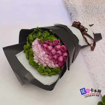 520上海同城花店鲜花速递绣球花束玫瑰花鲜花爱情生日预定