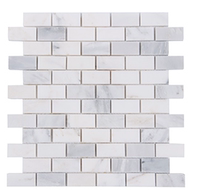 白色砖形马赛克背景墙瓷砖 美式石材客厅卫生间厨房马赛克墙贴