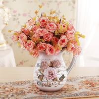 欧式花瓶创意家居客厅餐桌装饰工艺品美式摆件陶瓷仿真小干花器插