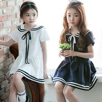 韩国女童装海军风连衣裙夏装幼儿园小学生校服裙班服纯棉女孩裙子