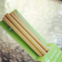 WUSANG 竹子吸管果汁饮料豆浆吸管天然竹绿色竹质吸管五支一包装