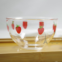 手作耐热玻璃小碗 可爱草莓碗 早餐甜品碗粥碗饭碗 微波炉可用